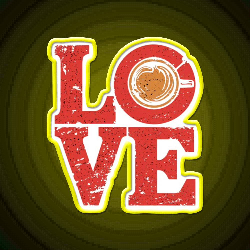 Love Coffee Cafe Led Neon Sign Espresso Bar Art Rgb Color