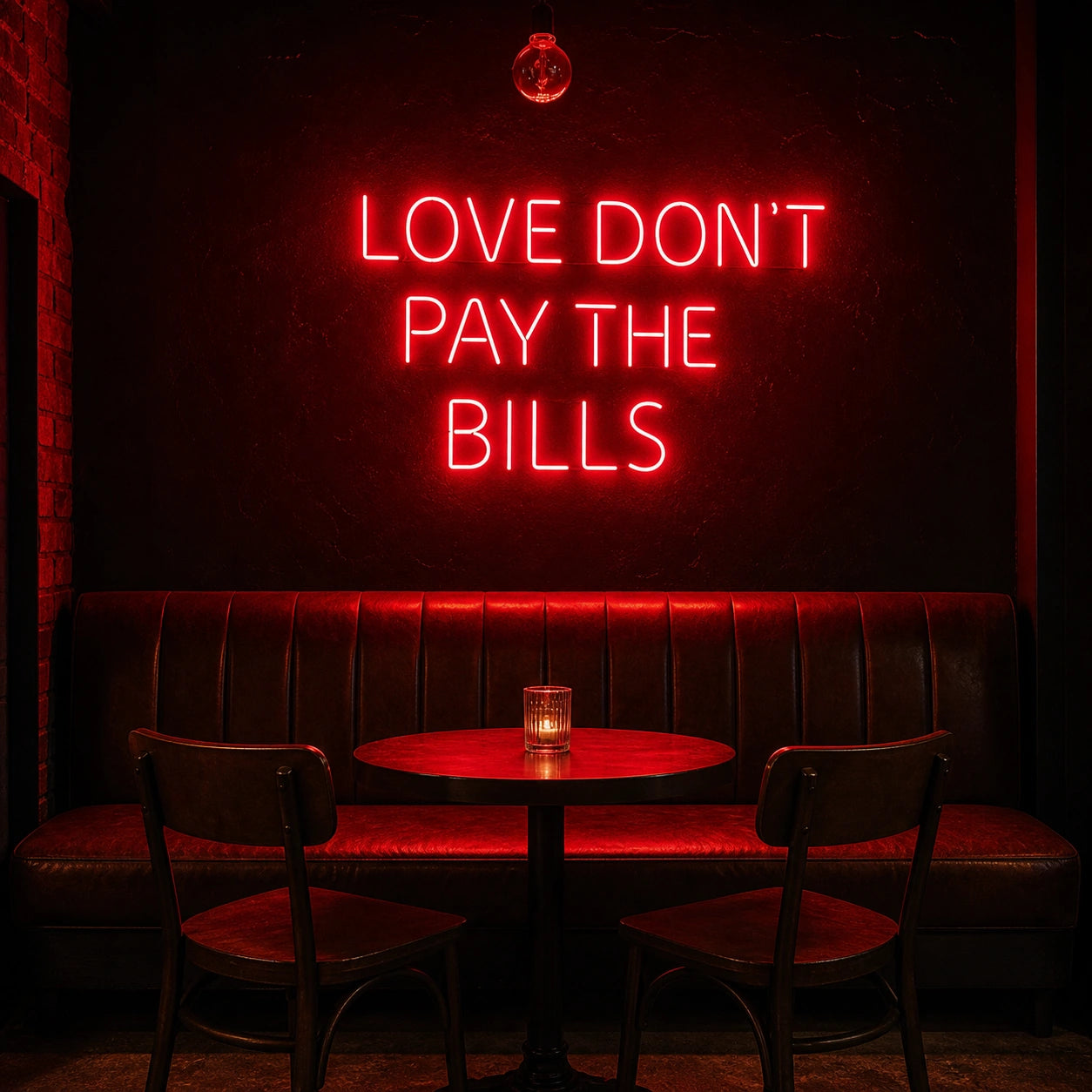 Love Don T Pay The Bills LED Neon Sign Man Cave Neon Sign real lifestyle scene