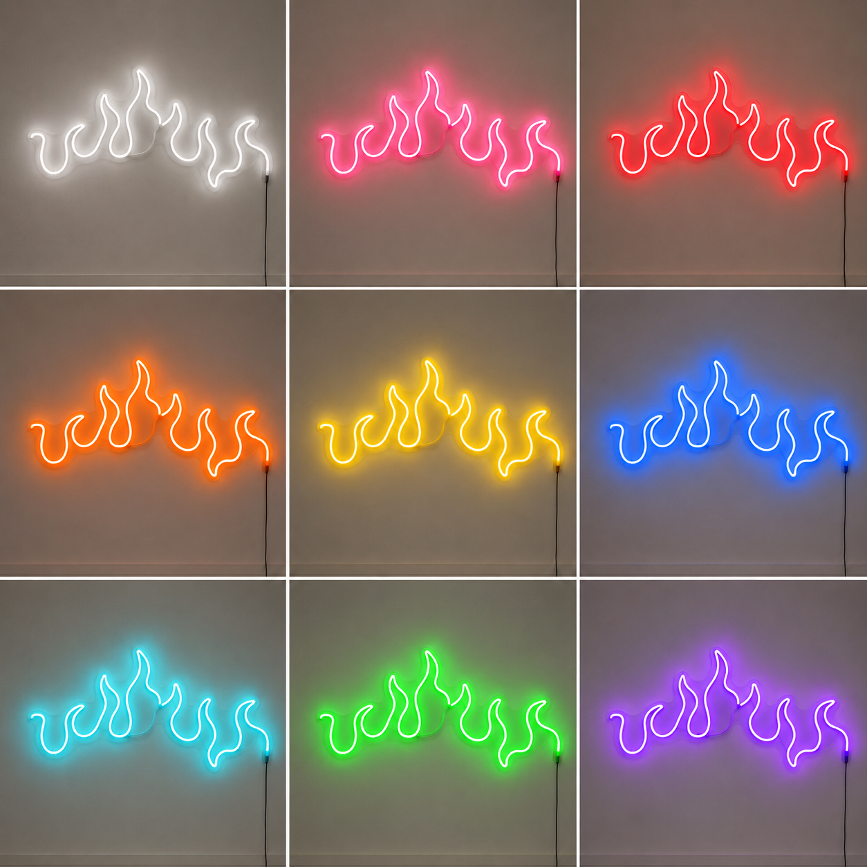 Love Fire Script Bedroom LED Neon Sign color grid