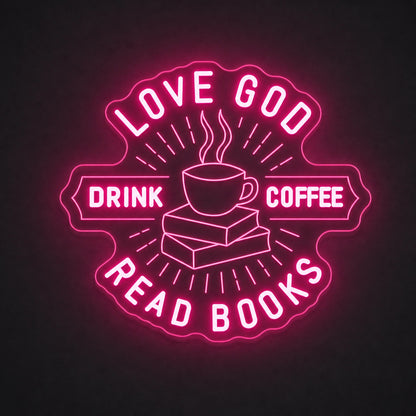 Love Good Coffee And Read Books LED Neon Sign Man Cave Neon Sign main product image