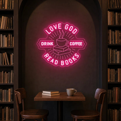 Love Good Coffee And Read Books LED Neon Sign Man Cave Neon Sign - Shineneon