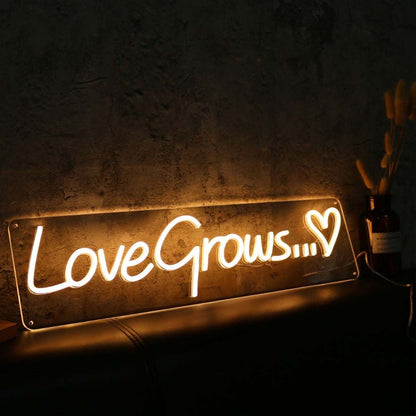 Love Grows Yellow Led Neon Sign - Shineneon