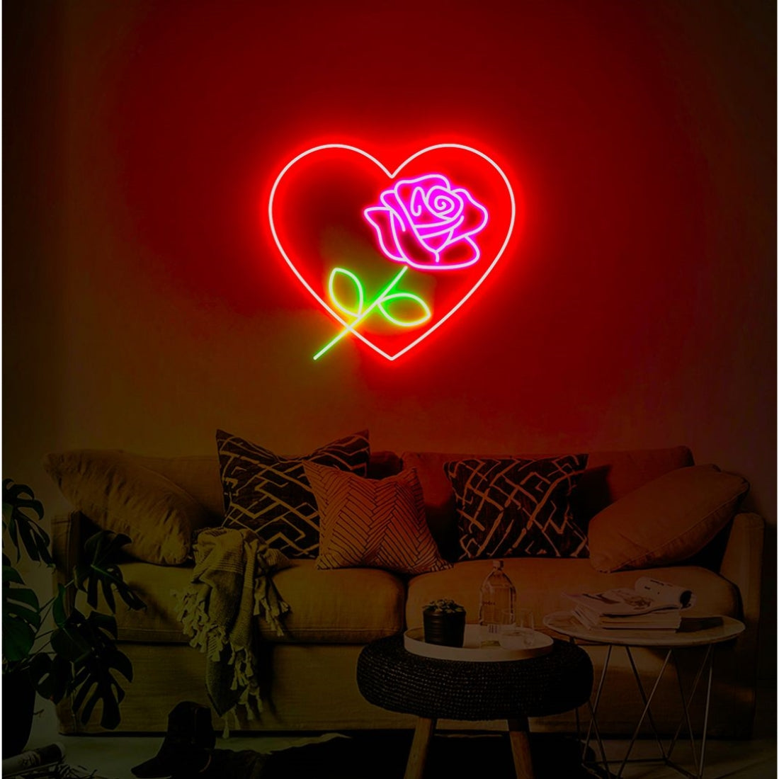 Love Heart Rose Led Sign Business Neon Sign