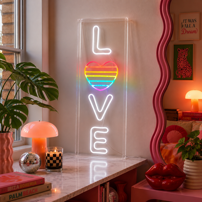 Love Heart Script Wall Decor LED Neon Sign main product image