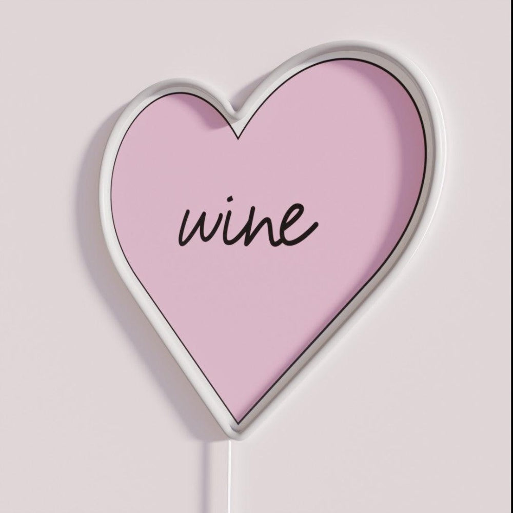 Love Heart Wine Rgb Led Neon Sign - Neon sign mounted on wall in room
