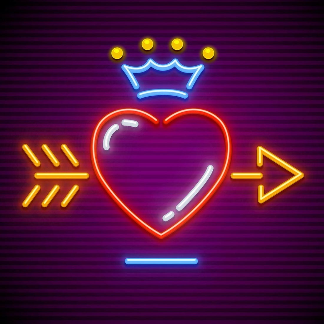 Love Heart With Arrow Crown Led Sign Business Neon Sign