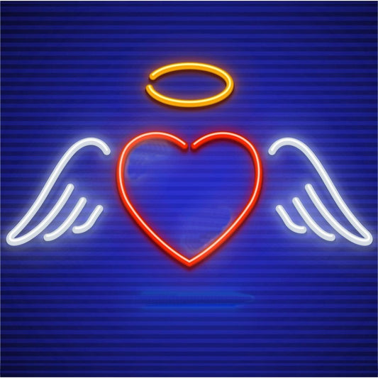 Love Heart With Winglets Led Sign Business Neon Sign