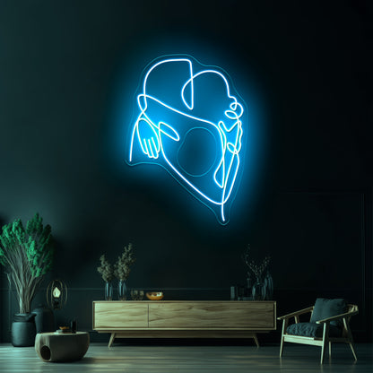 Love Hug Line Art Wall Artwork Neon Signs