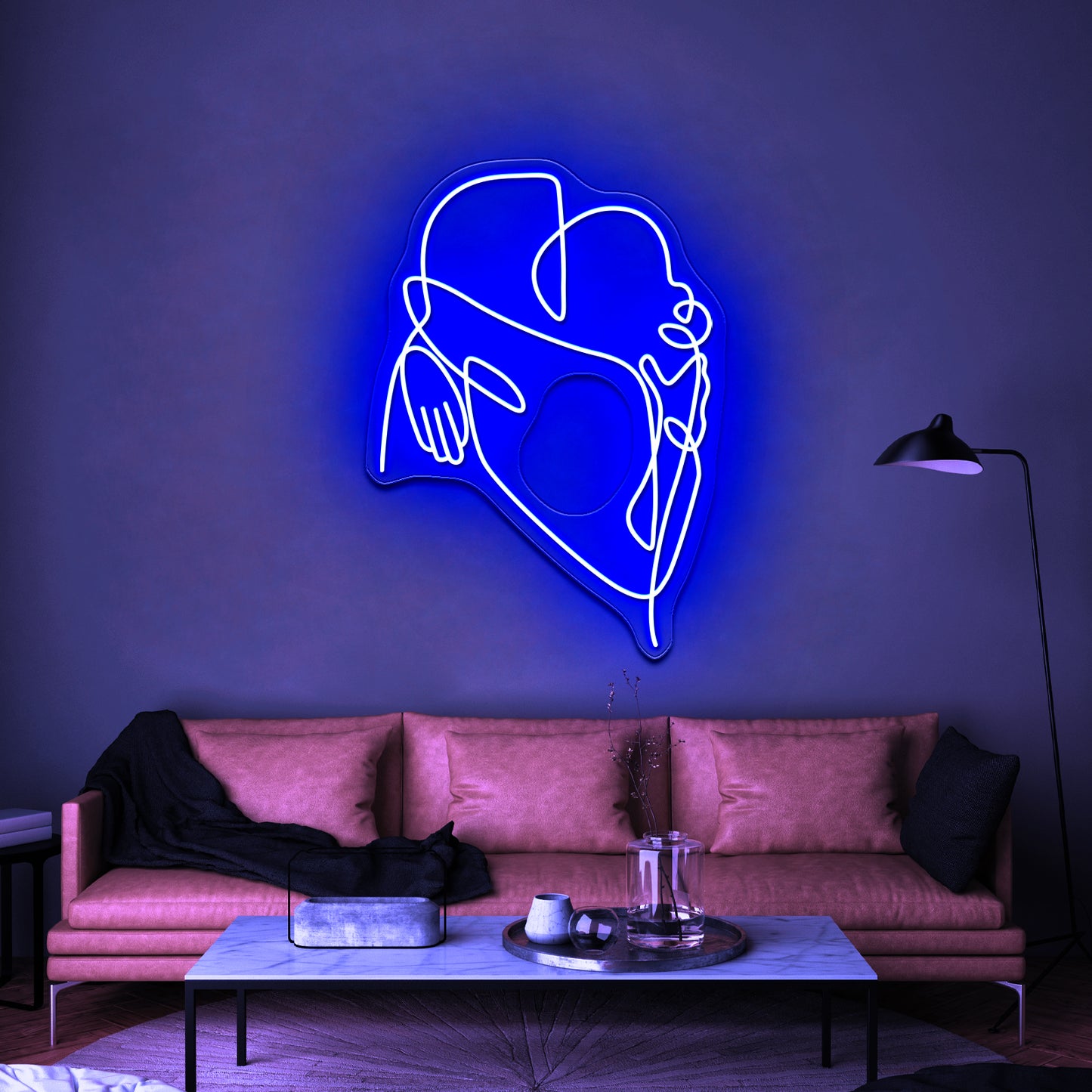 Love Hug Line Art Wall Artwork Neon Signs