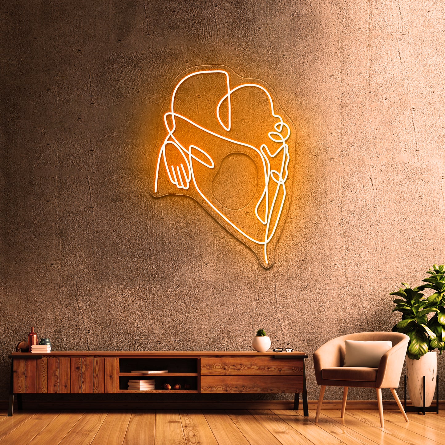 Love Hug Line Art Wall Artwork Neon Signs