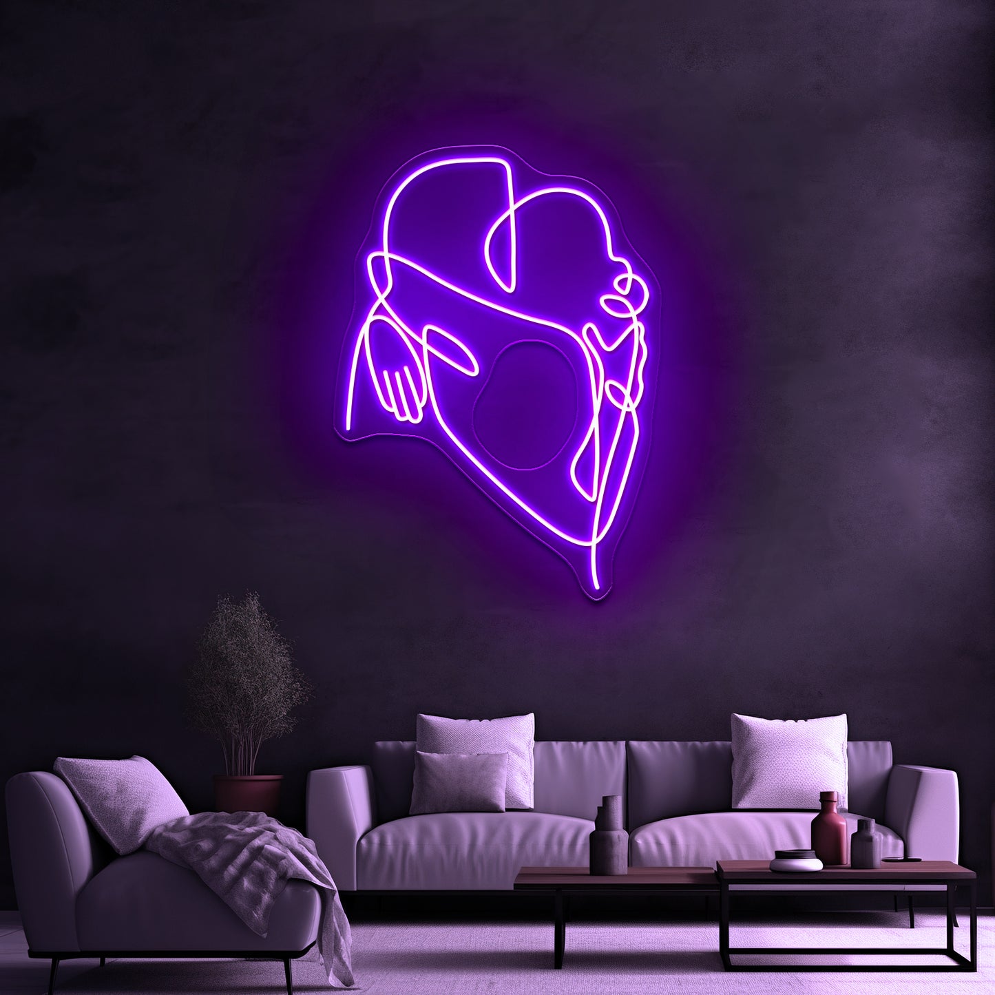 Love Hug Line Art Wall Artwork Neon Signs