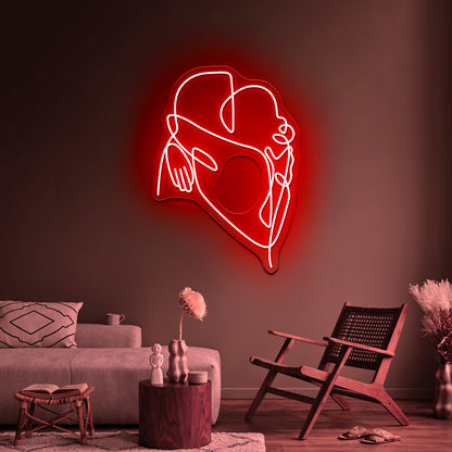 Love Hug Line Art Wall Artwork Neon Signs