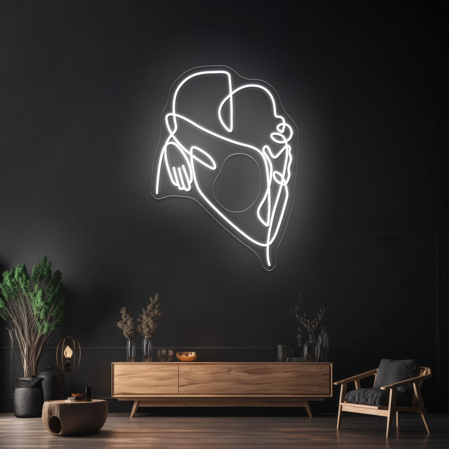 Love Hug Line Art Wall Artwork Neon Signs