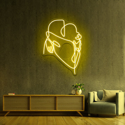 Love Hug Line Art Wall Artwork Neon Signs