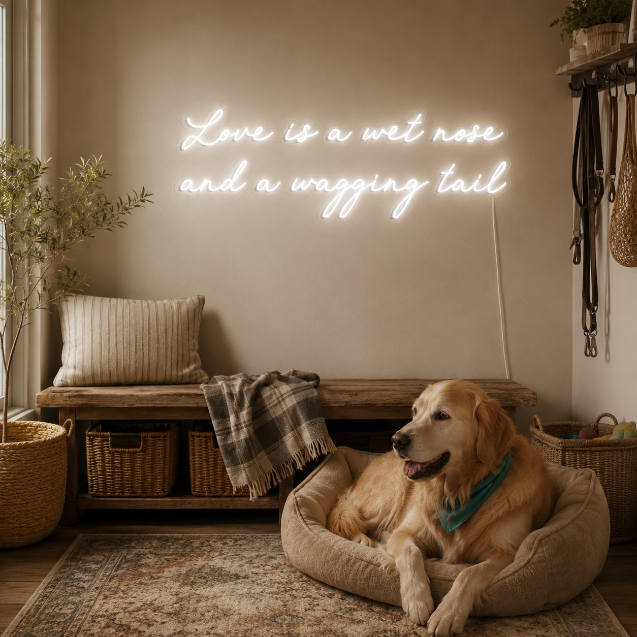 Love Is A Wet Nose And A Wagging Tail LED Neon Sign - 03 Real Lifestyle Scene