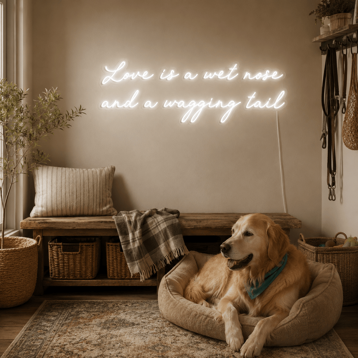 Love Is A Wet Nose And A Wagging Tail LED Neon Sign - Shineneon