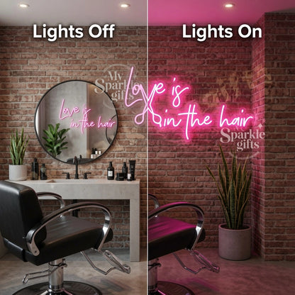 Love Is In The Hair LED Neon Sign Bedroom Decor - 06 Day Night Comparison