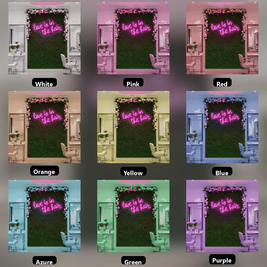 Love Is In The Hair LED Neon Sign Home Decor - 05 Color Grid