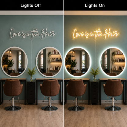 Love Is In The Hair LED Neon Sign Home Decor Wall Neon Sign - 06 Day Night Comparison