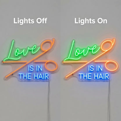 Love Is In The Hair Wall Decor LED Neon Sign Wall Neon Sign - 06 Day Night Comparison