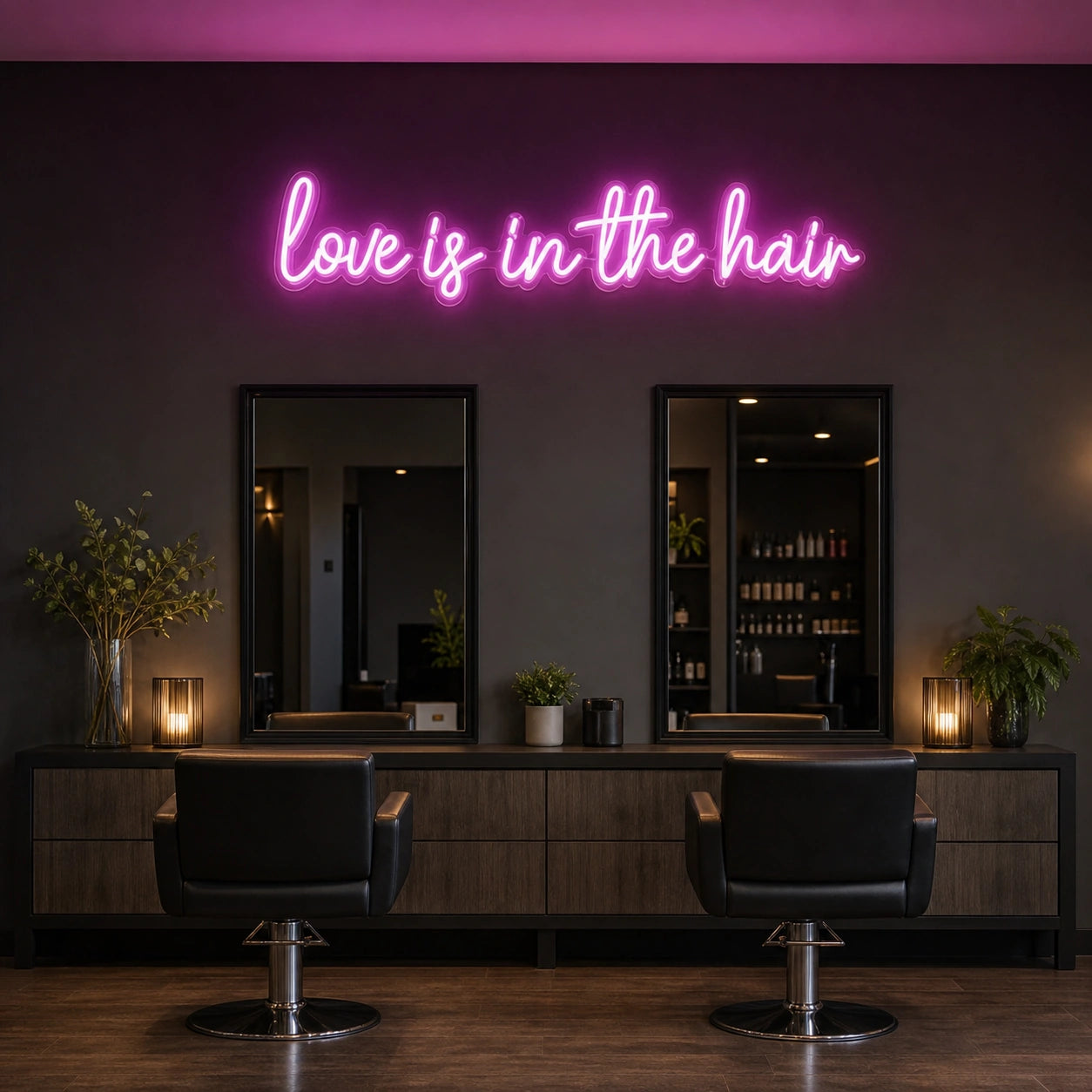 Love Is LED Neon Sign Garage Neon Sign real lifestyle scene