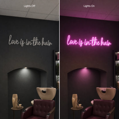 Love Is LED Neon Sign Garage Neon Sign day and night comparison