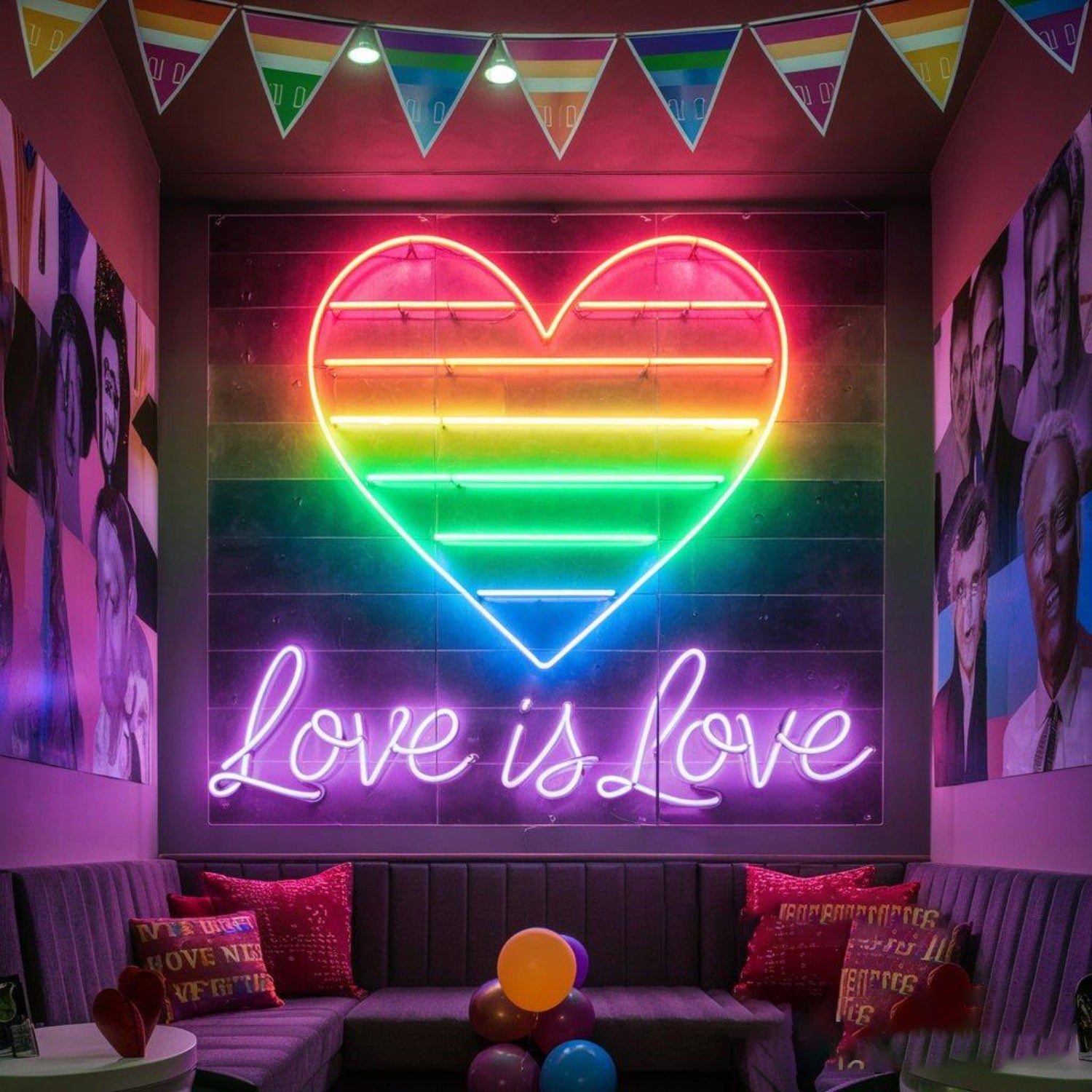 Love Is Love Pride Rainbow Heart Led Neon Sign For Lgbtq+ Home Bar Decor | Shineneon