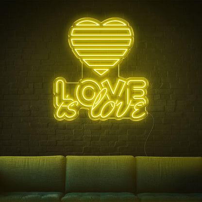 Love Is Love Yellow Heart Led Neon Sign For Indoor Home Cafe Decor | Shineneon