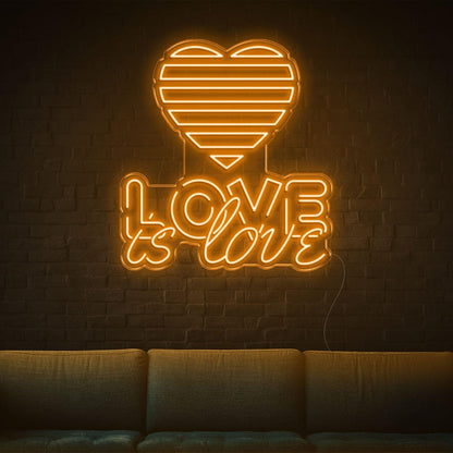 Love Is Love Yellow Heart Led Neon Sign For Indoor Home Cafe Decor | Shineneon