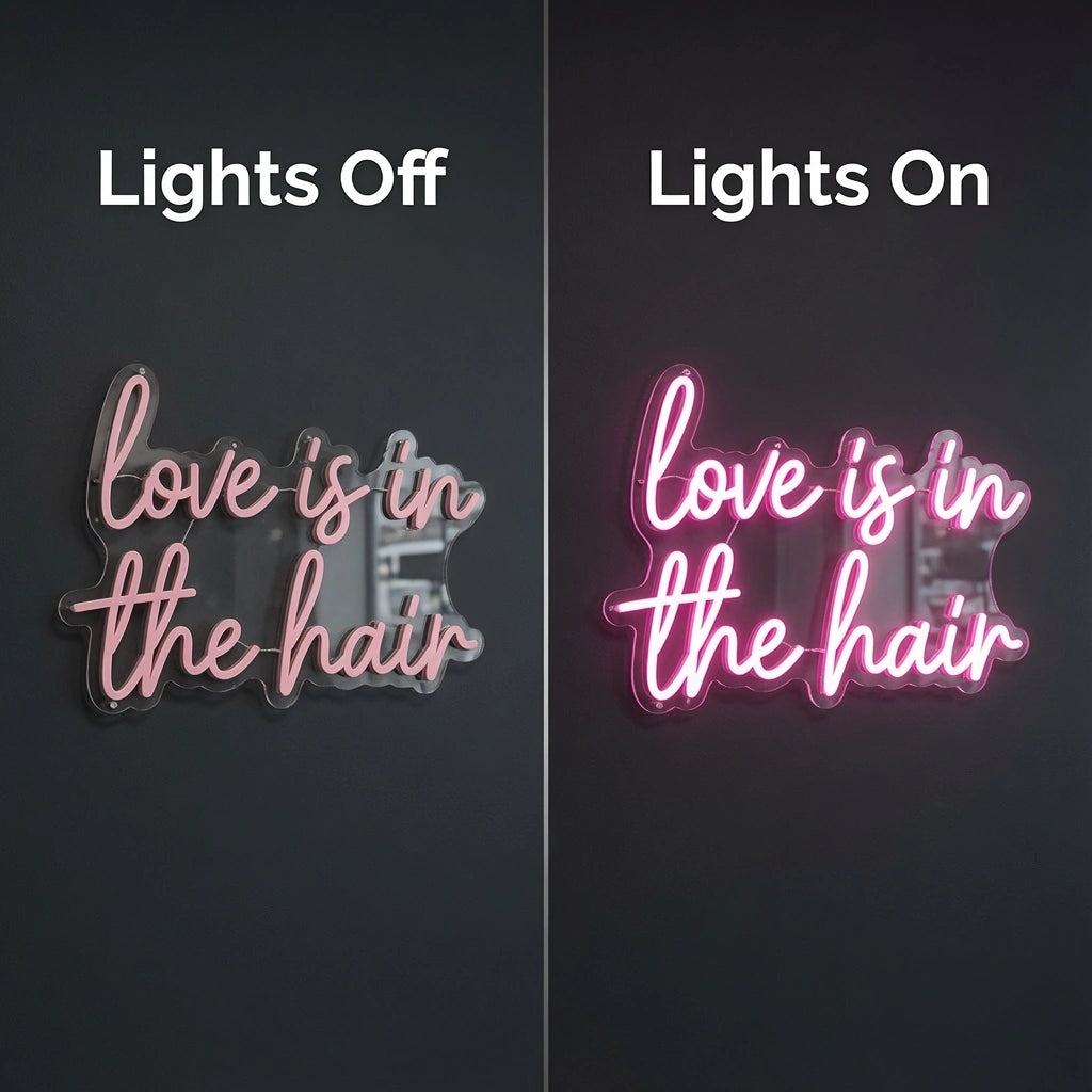 Love Is Shop Wall Decor LED Neon Sign - 06 Day Night Comparison