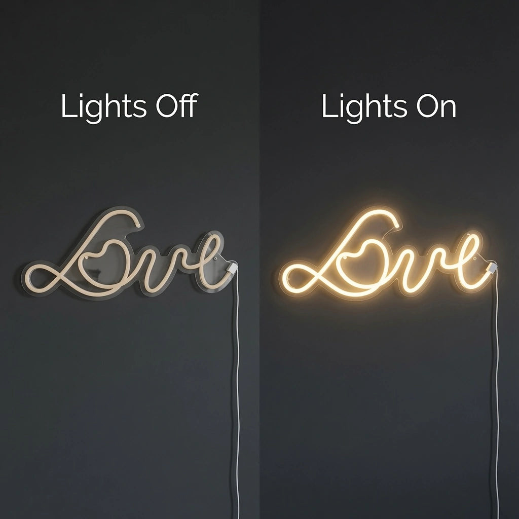 Love LED Neon Sign Home Art - 06 Day Night Comparison
