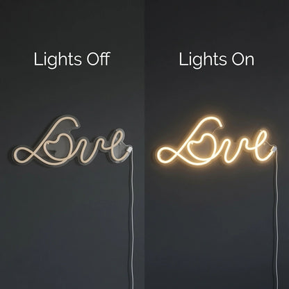 Love LED Neon Sign Home Art - 06 Day Night Comparison
