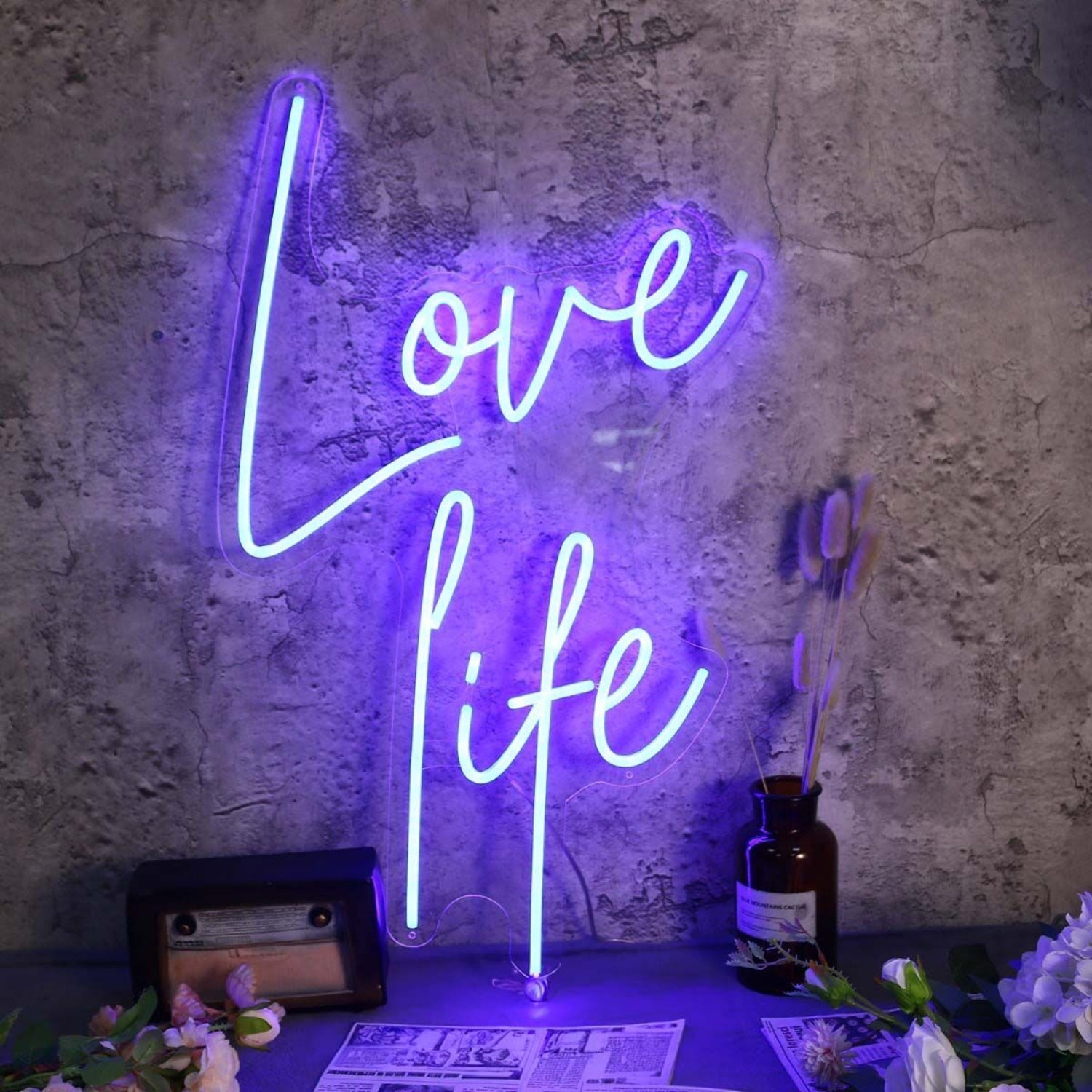 Love Life Blue Led Neon Sign - Shineneon