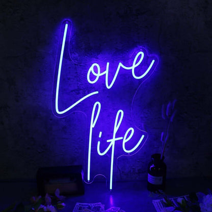 Love Life Blue Led Neon Sign - Shineneon