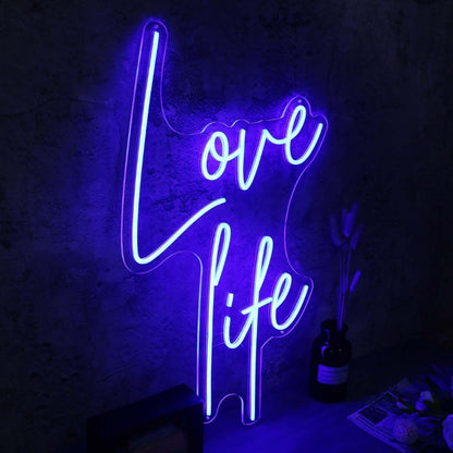 Love Life Blue Led Neon Sign - Shineneon