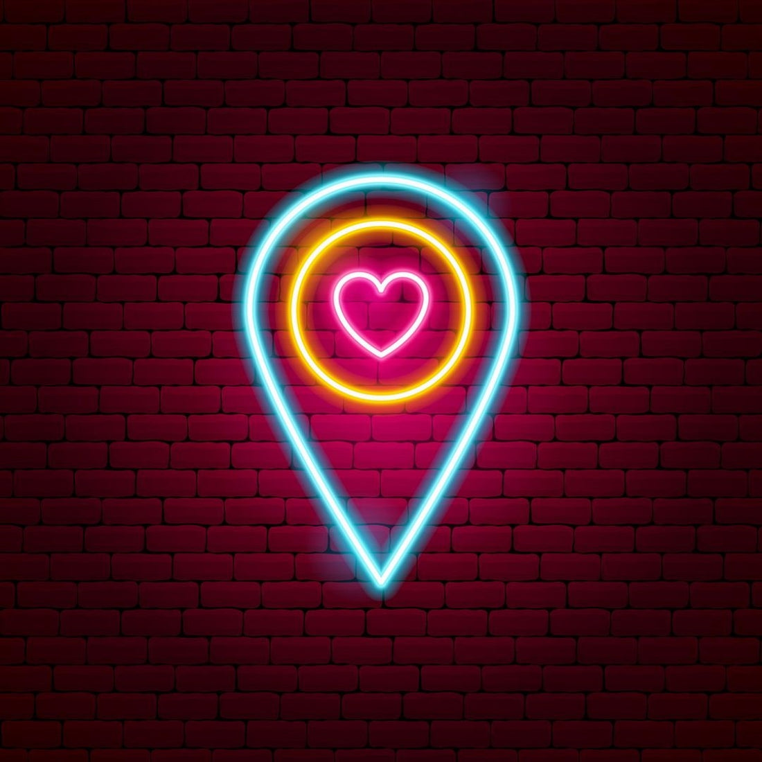 Love Map Pin Led Sign Business Neon Sign