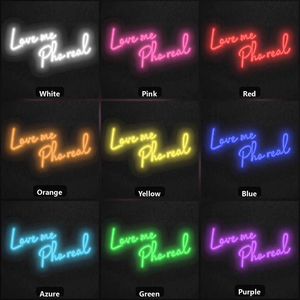 Love Me Real LED Neon Sign Man Cave Neon Sign color grid