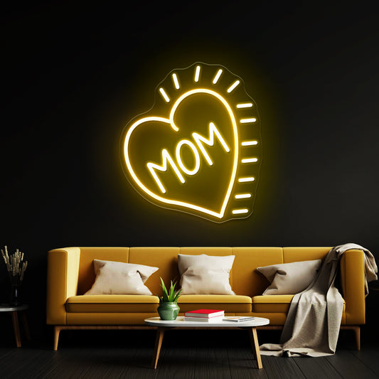 Love Mom Heart Led Neon Signs Wall Art