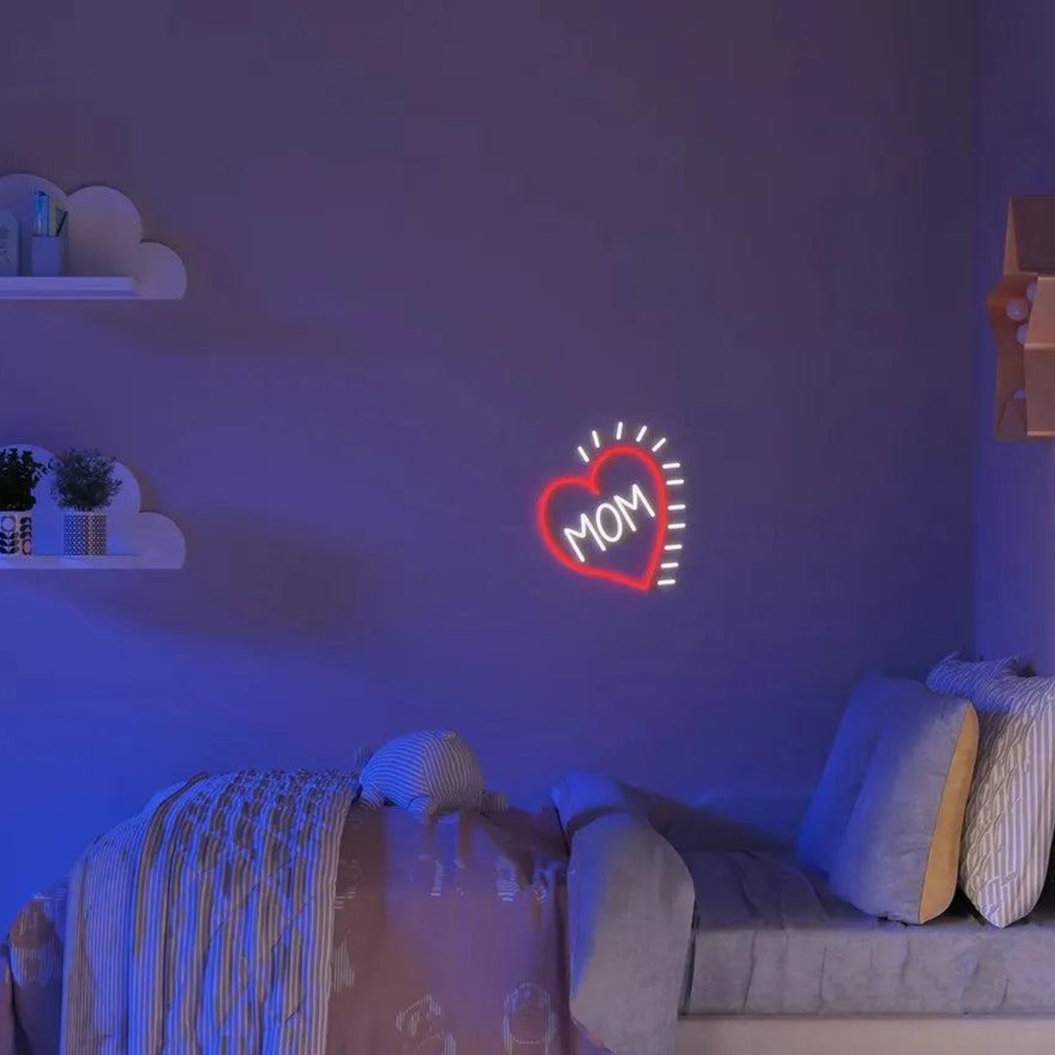 Love Mom Heart MOM LED Neon Sign for Mothers Day Home Decor | Shineneon