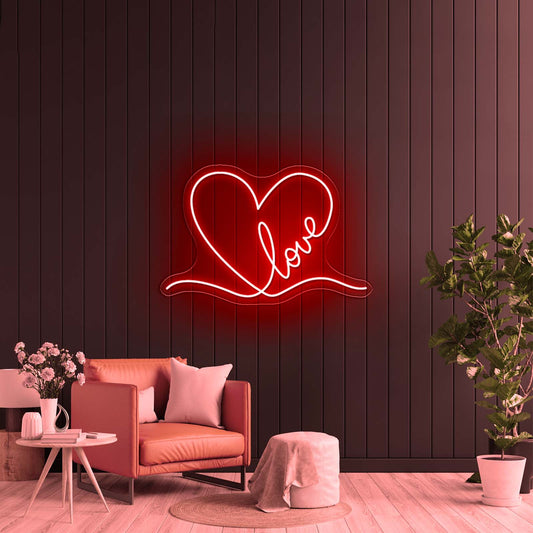 Love Neon Sign Wedding Sign Valentines Neon Heart Sign