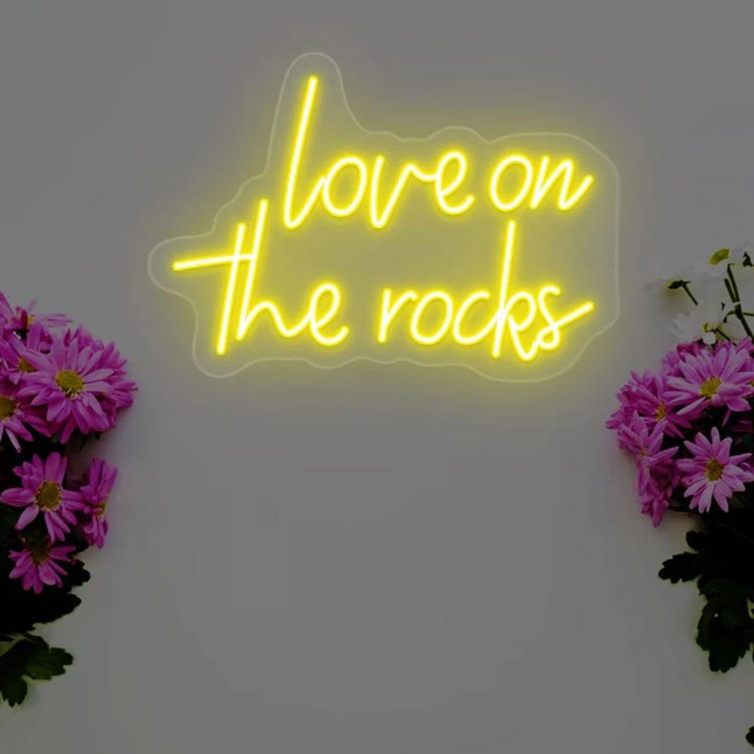 Love On The Rocks Yellow LED Neon Sign for Romantic Home Cafe Wedding Decor | Shineneon