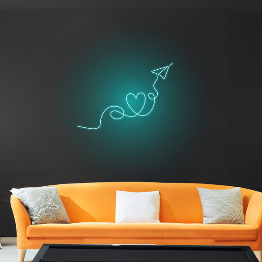 Love Paper Airplane Neon Sign