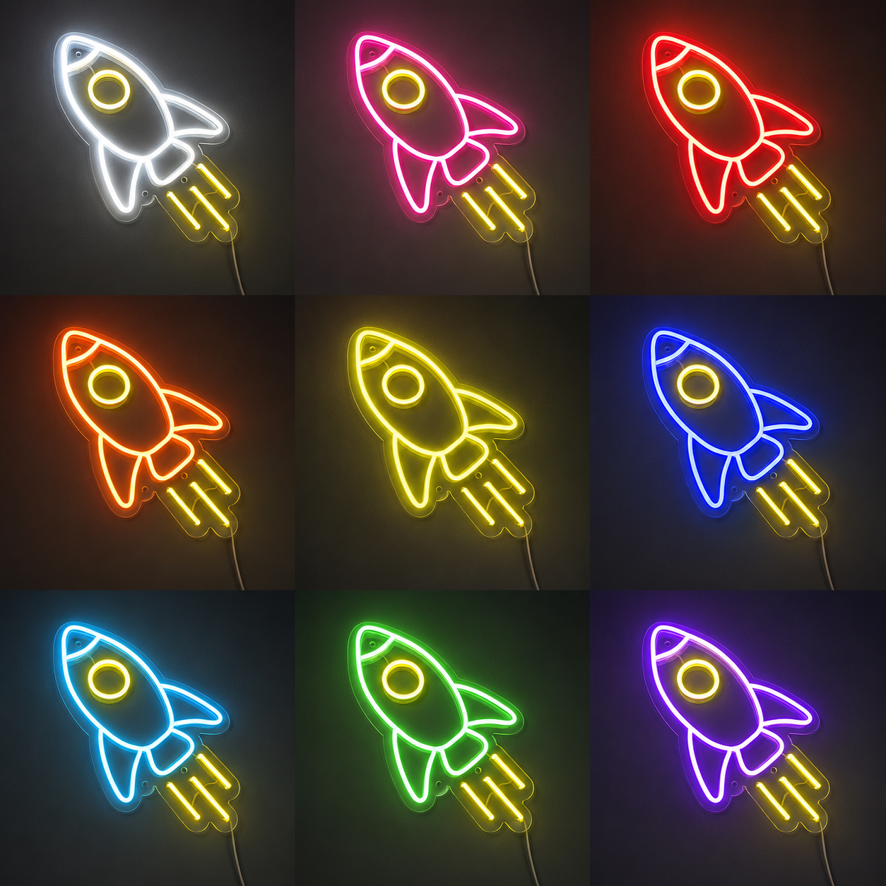 Love Rocket Script Bedroom LED Neon Sign color grid