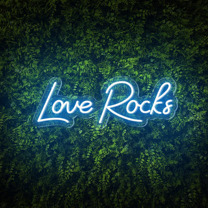 Love Rocks White Led Neon Sign For Weddings Green Wall Decor | Shineneon