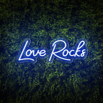 Love Rocks White Led Neon Sign For Weddings Green Wall Decor | Shineneon