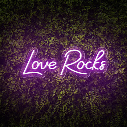 Love Rocks White Led Neon Sign For Weddings Green Wall Decor | Shineneon