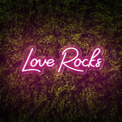 Love Rocks White Led Neon Sign For Weddings Green Wall Decor | Shineneon
