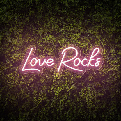 Love Rocks White Led Neon Sign For Weddings Green Wall Decor | Shineneon