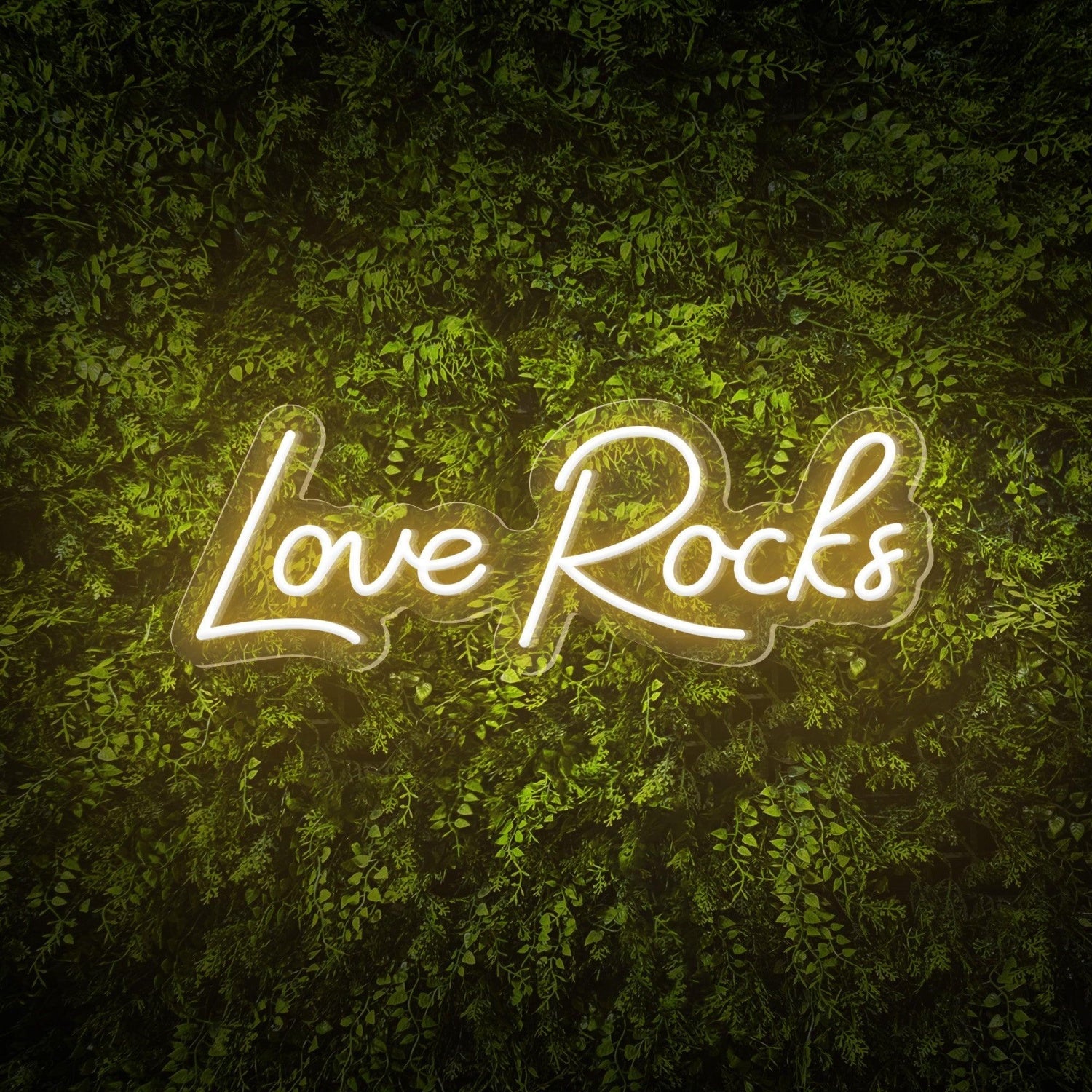 Love Rocks White Led Neon Sign For Weddings Green Wall Decor | Shineneon