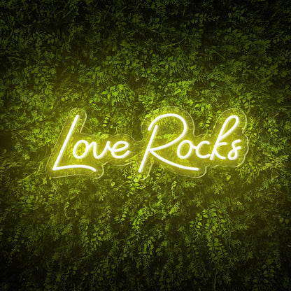 Love Rocks White Led Neon Sign For Weddings Green Wall Decor | Shineneon
